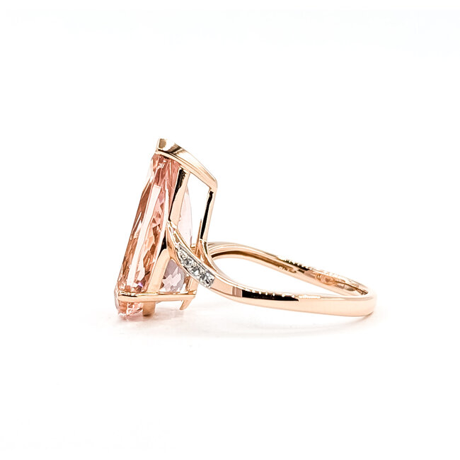 Ring Solitiare .03ctw Round Diamonds 5.25ct Morganite 14kr 18mm Sz7 3.82g 225100023