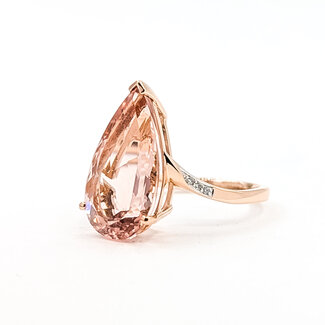 Ring Solitiare .03ctw Round Diamonds 5.25ct Morganite 14kr 18mm Sz7 3.82g 225100023