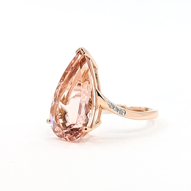 Ring Solitiare .03ctw Round Diamonds 5.25ct Morganite 14kr 18mm Sz7 3.82g 225100023