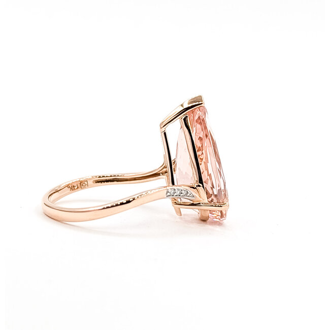 Ring Solitiare .03ctw Round Diamonds 5.25ct Morganite 14kr 18mm Sz7 3.82g 225100023