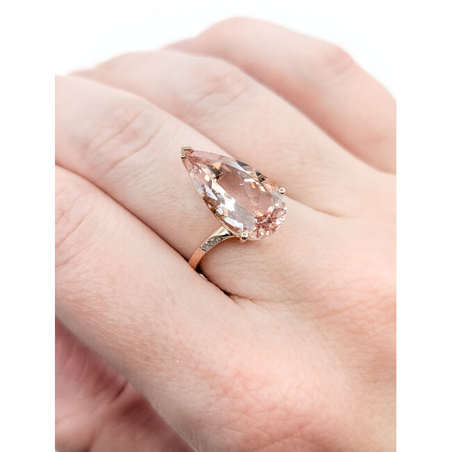 Ring Solitiare .03ctw Round Diamonds 5.25ct Morganite 14kr 18mm Sz7 3.82g 225100023