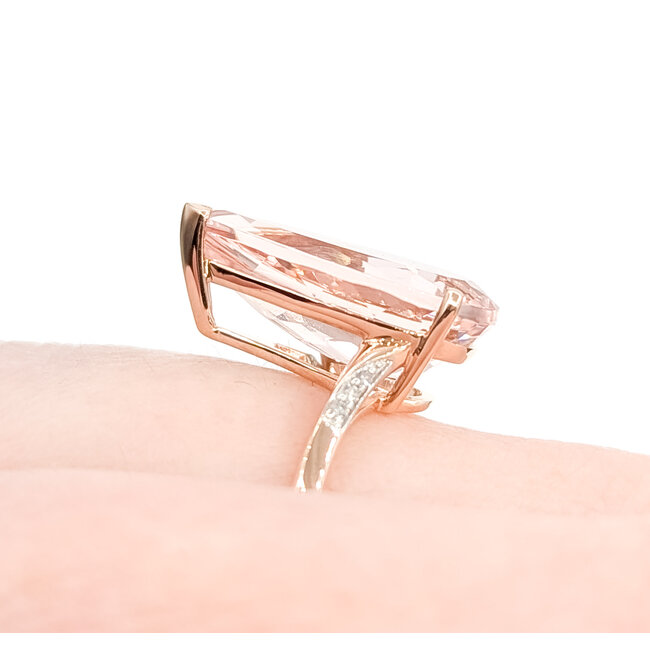 Ring Solitiare .03ctw Round Diamonds 5.25ct Morganite 14kr 18mm Sz7 3.82g 225100023