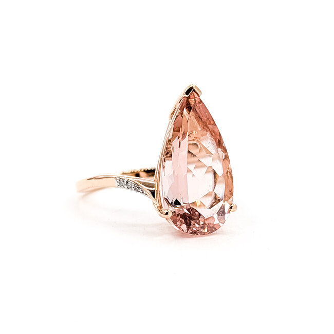 Ring Solitiare .03ctw Round Diamonds 5.25ct Morganite 14kr 18mm Sz7 3.82g 225100023