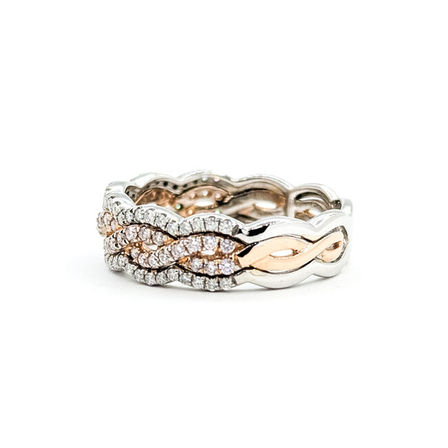 Ring Twisted .65ctw Round Pink/White Diamonds 14kr 6.5mm Sz8 4.1g 225100015