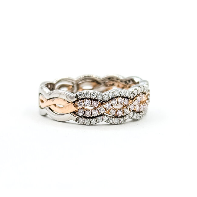 Ring Twisted .65ctw Round Pink/White Diamonds 14kr 6.5mm Sz8 4.1g 225100015
