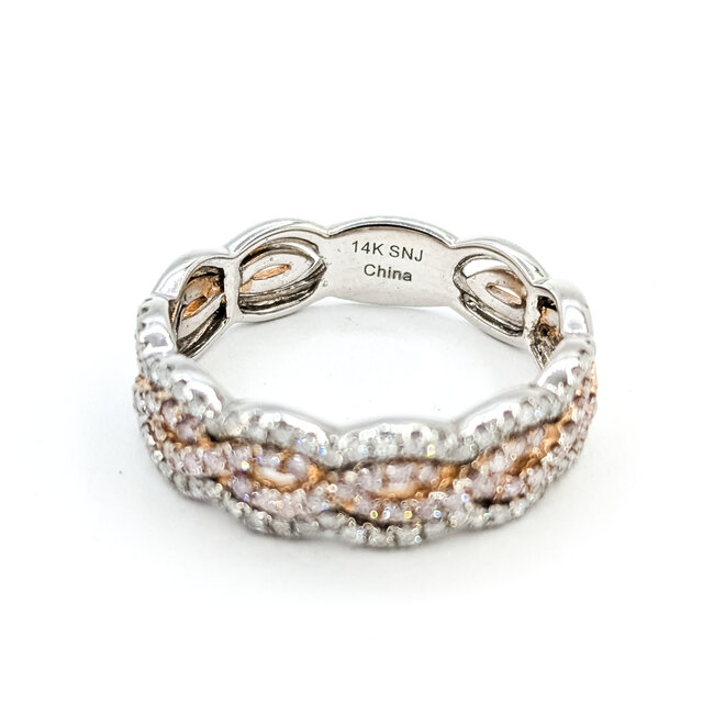 Ring Twisted .65ctw Round Pink/White Diamonds 14kr 6.5mm Sz8 4.1g 225100015
