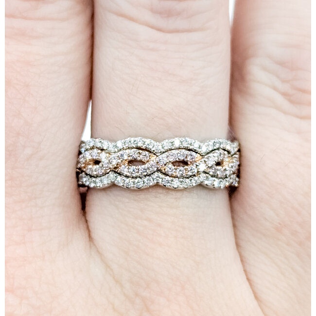 Ring Twisted .65ctw Round Pink/White Diamonds 14kr 6.5mm Sz8 4.1g 225100015