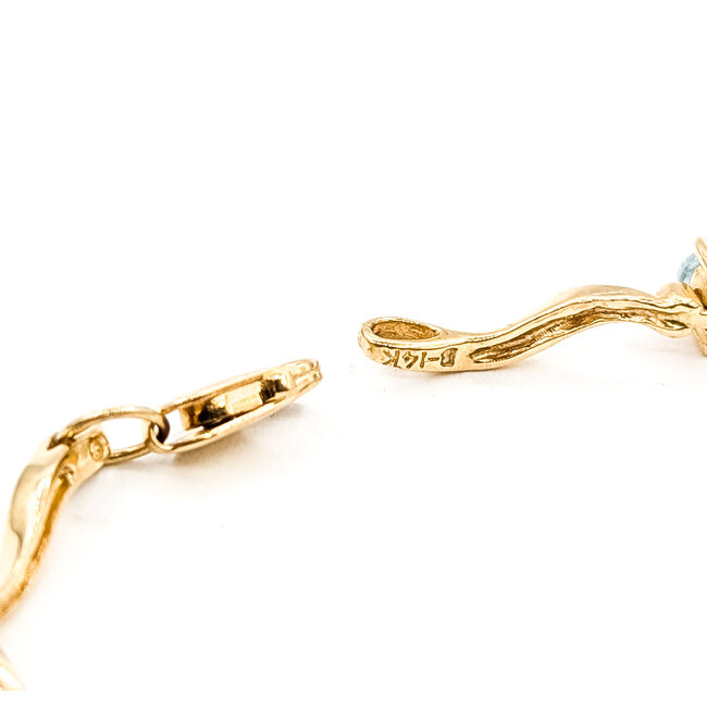 Bracelet Curved Link 3.2ctw Sky Blue Aquamarine 14ky 4.2mm 7.25" 6.16g 125100034