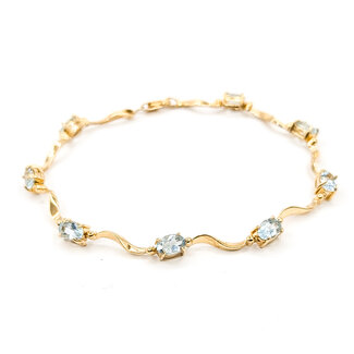 Bracelet Curved Link 3.2ctw Sky Blue Aquamarine 14ky 4.2mm 7.25" 6.16g 125100034