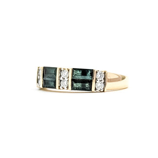 Ring Alternating .24ctw Round Diamonds .72ctw Tourmaline 14ky 5.15mm Sz9 4.06g 225100027