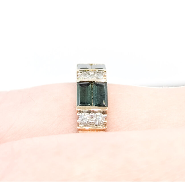 Ring Alternating .24ctw Round Diamonds .72ctw Tourmaline 14ky 5.15mm Sz9 4.06g 225100027