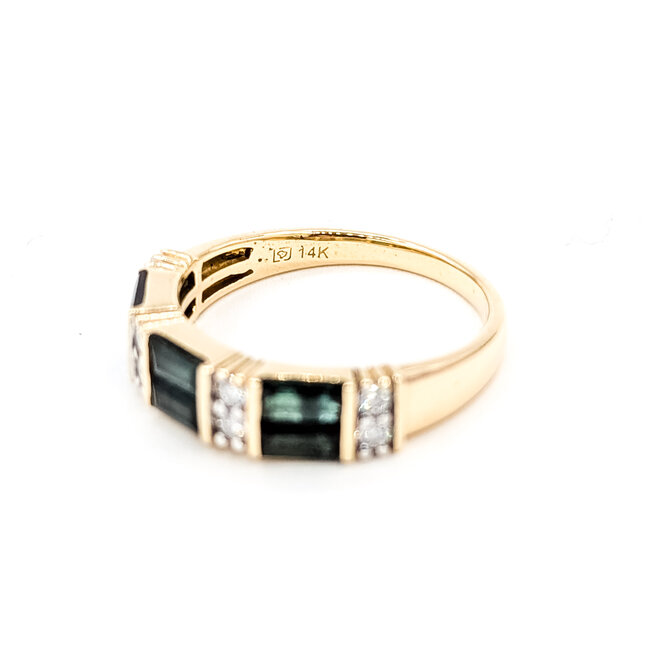 Ring Alternating .24ctw Round Diamonds .72ctw Tourmaline 14ky 5.15mm Sz9 4.06g 225100027