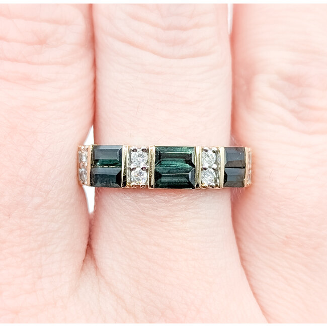Ring Alternating .24ctw Round Diamonds .72ctw Tourmaline 14ky 5.15mm Sz9 4.06g 225100027
