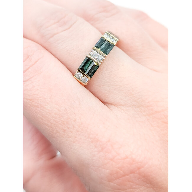 Ring Alternating .24ctw Round Diamonds .72ctw Tourmaline 14ky 5.15mm Sz9 4.06g 225100027