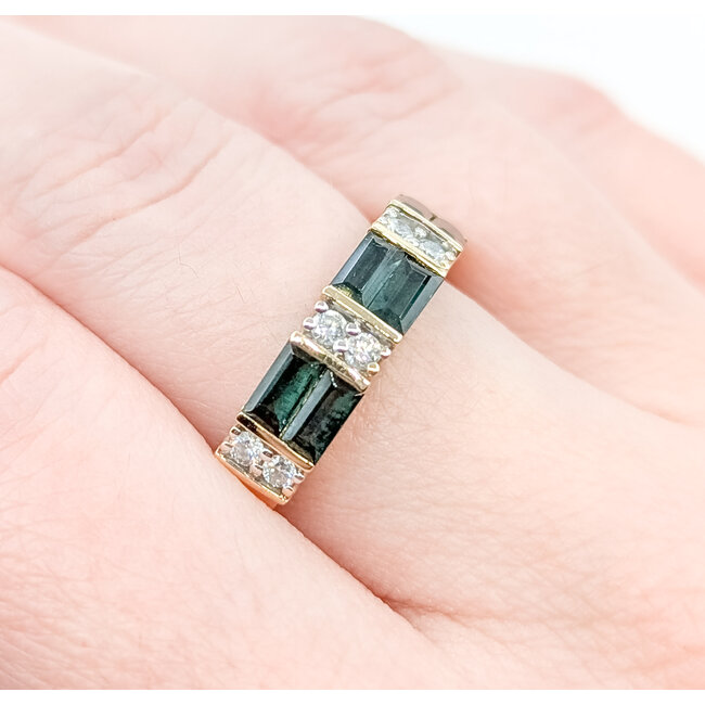 Ring Alternating .24ctw Round Diamonds .72ctw Tourmaline 14ky 5.15mm Sz9 4.06g 225100027