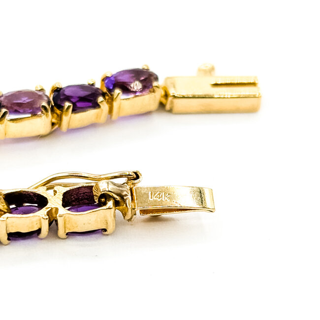 Bracelet Tennis Floral 8.8ctw Purple Amethyst .30ctw Green Peridot 14ky 10mm 7" 10.16g 125100032