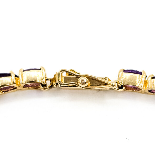 Bracelet Tennis Floral 8.8ctw Purple Amethyst .30ctw Green Peridot 14ky 10mm 7" 10.16g 125100032