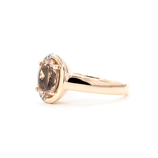 Ring Half-Halo .06ctw Round Diamonds 2.3ct Morganite 14kr 13mm Sz8 5.7g 225100025