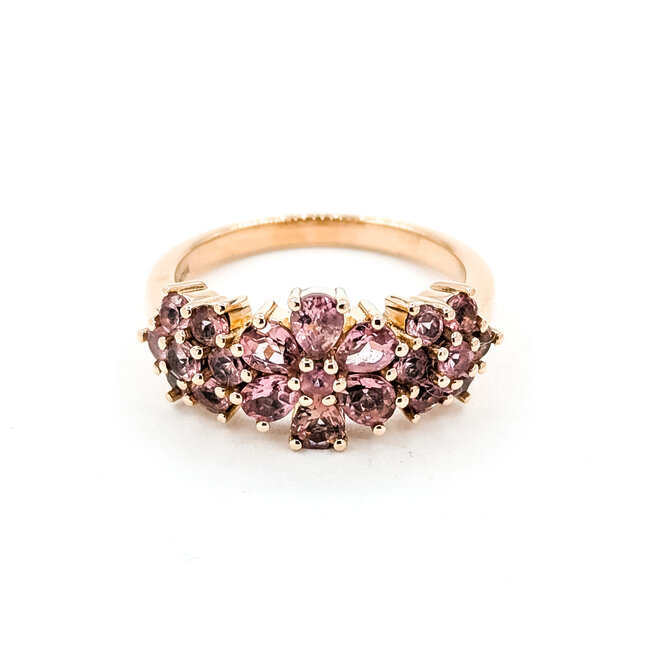Ring Floral 1.65ctw Pink Tourmaline 14kr 10mm Sz8 5.37g 225100028
