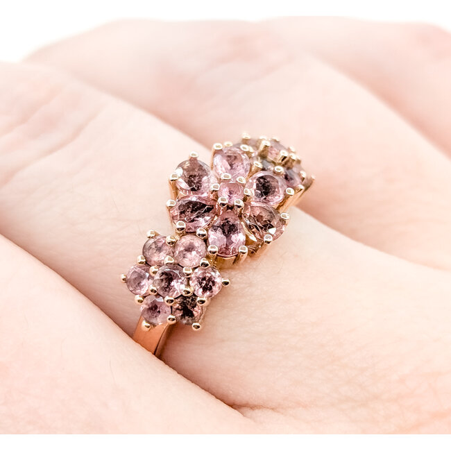 Ring Floral 1.65ctw Pink Tourmaline 14kr 10mm Sz8 5.37g 225100028