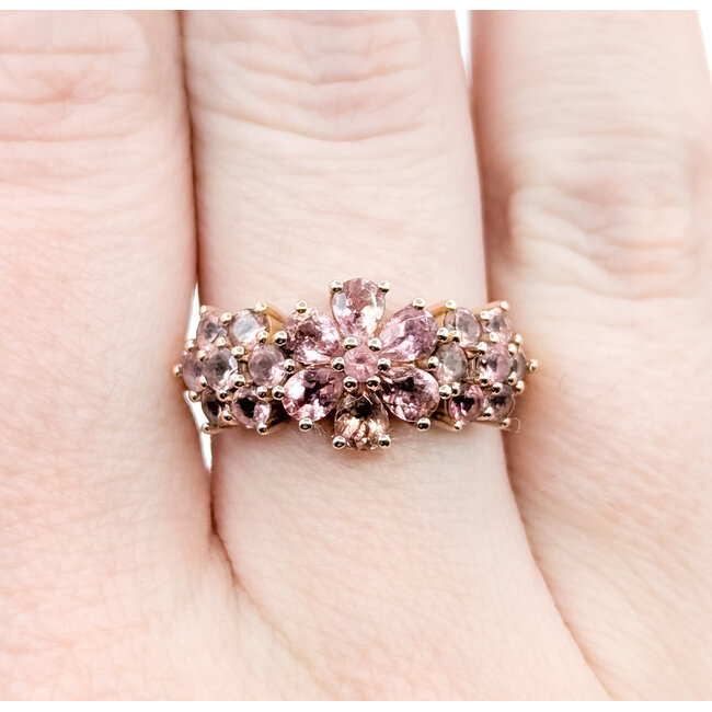 Ring Floral 1.65ctw Pink Tourmaline 14kr 10mm Sz8 5.37g 225100028