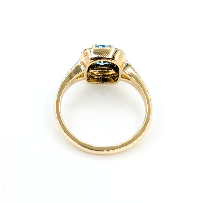 Ring Double Halo .44ctw Round Diamonds 1.15ct Zircon 14ky 12.4mm Sz8 4.34g 225100033