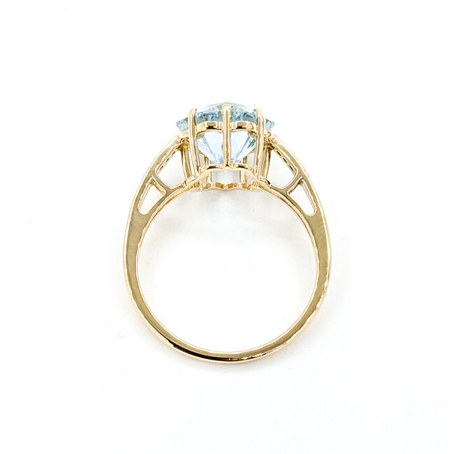 Ring Fantasy .05ctw Round Diamonds 3ct Topaz 14ky 10.15mm Sz8.25 3.2g 225100036