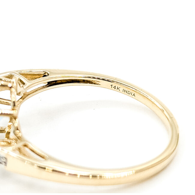 Ring Fantasy .05ctw Round Diamonds 3ct Topaz 14ky 10.15mm Sz8.25 3.2g 225100036