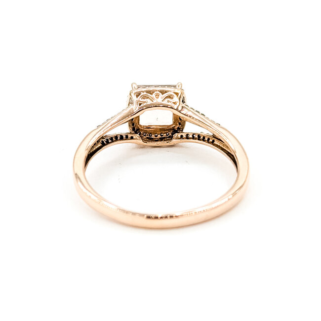 Ring .12ctw Round Diamonds 1ct Morganite 14kr 7.9mm Sz8 2.7g 225100024