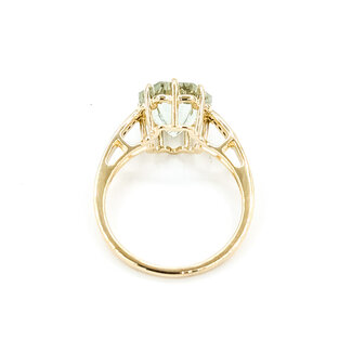 Ring Fantasy .05ctw Round Diamonds 3ct Prasiolite 14ky 10.15mm Sz8.25 3.2g 225100035