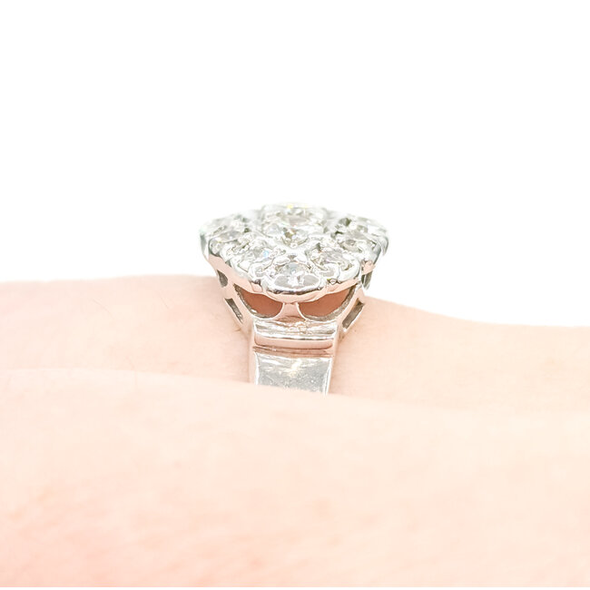 Ring Cluster .82ctw Round Diamonds 14kw 11.5mm Sz8.25 6.17g 225100050