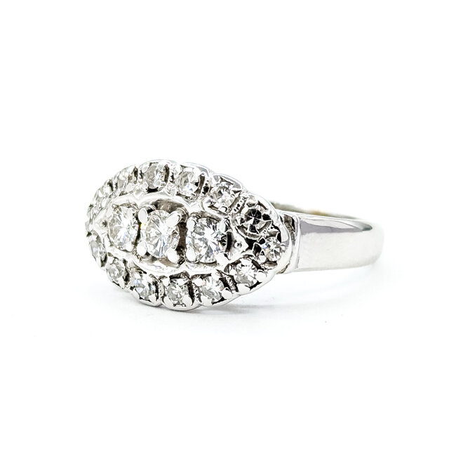 Ring Cluster .82ctw Round Diamonds 14kw 11.5mm Sz8.25 6.17g 225100050