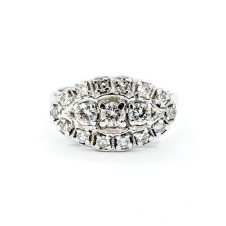 Ring Cluster .82ctw Round Diamonds 14kw 11.5mm Sz8.25 6.17g 225100050