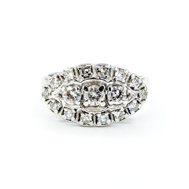 Ring Cluster .82ctw Round Diamonds 14kw 11.5mm Sz8.25 6.17g 225100050