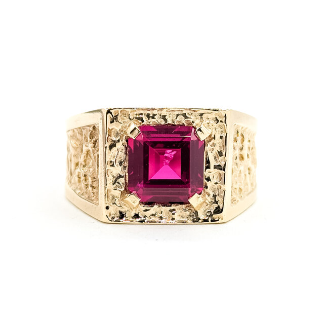Ring Nugget 2.25ct Synthetic Ruby 10ky 12.4mm Sz9 10.09g 225100052
