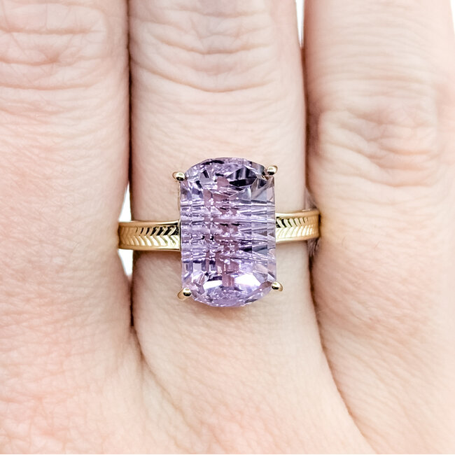 Ring Fantasy 7ct Amethyst 14ky 14mm Sz9 3.92g 225100032