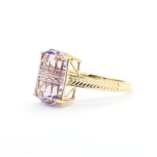Ring Fantasy 7ct Amethyst 14ky 14mm Sz9 3.92g 225100032