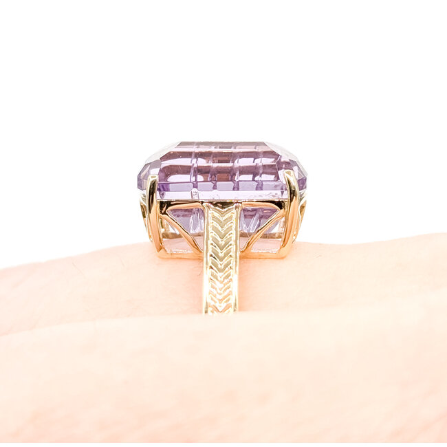 Ring Fantasy 7ct Amethyst 14ky 14mm Sz9 3.92g 225100032