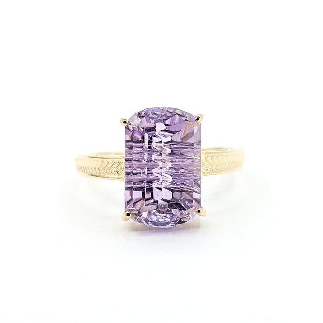 Ring Fantasy 7ct Amethyst 14ky 14mm Sz9 3.92g 225100032