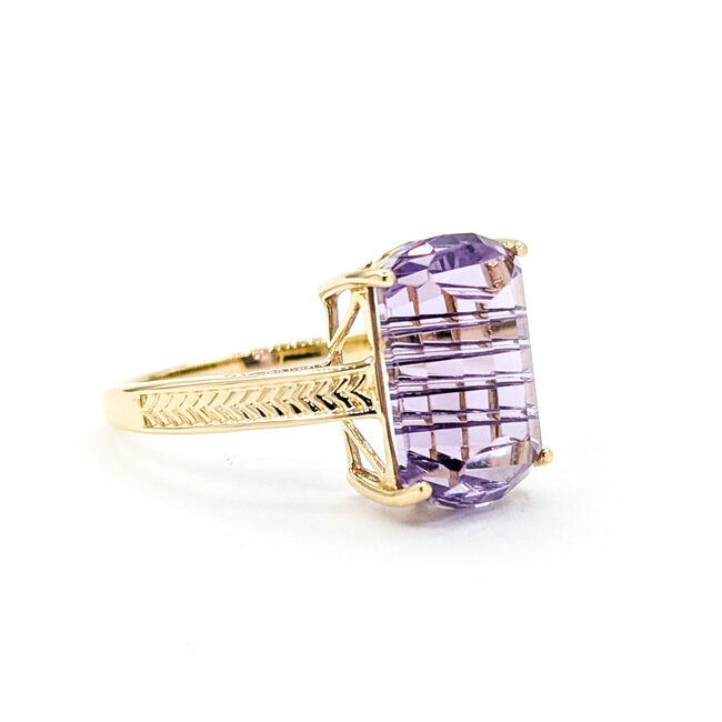Ring Fantasy 7ct Amethyst 14ky 14mm Sz9 3.92g 225100032