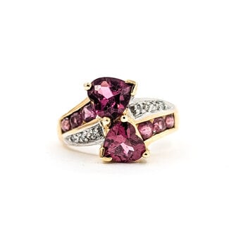 Ring Bypass 0.04ctw Diamonds 2.00ctw Pink Tourmaline 10ky 12mm Sz4 3.44g 225100082