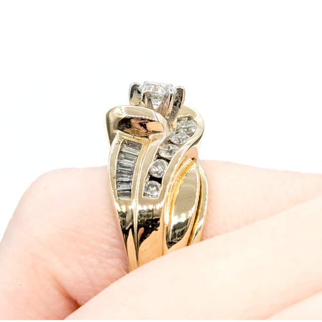 Ring Wedding Set 1ctw Round Diamonds 14ky 11mm Sz5 8.98g 225100059