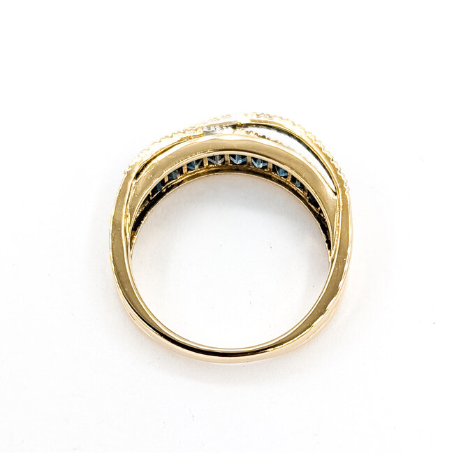 Ring Twisted .10ctw Round Diamonds 1.45ctw Sapphire 14ky 5.25mm Sz7 4.12g 225100039