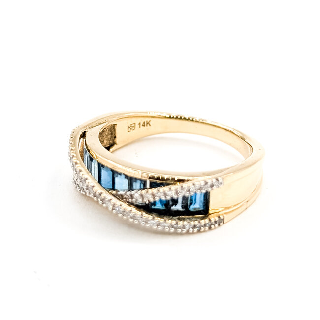 Ring Twisted .10ctw Round Diamonds 1.45ctw Sapphire 14ky 5.25mm Sz7 4.12g 225100039