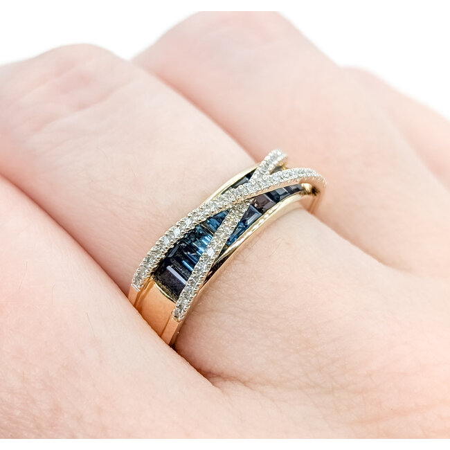 Ring Twisted .10ctw Round Diamonds 1.45ctw Sapphire 14ky 5.25mm Sz7 4.12g 225100039