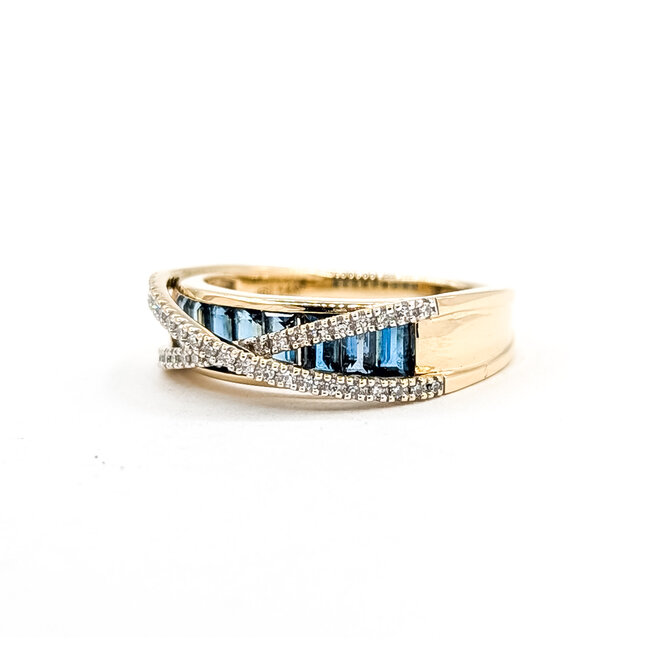 Ring Twisted .10ctw Round Diamonds 1.45ctw Sapphire 14ky 5.25mm Sz7 4.12g 225100039