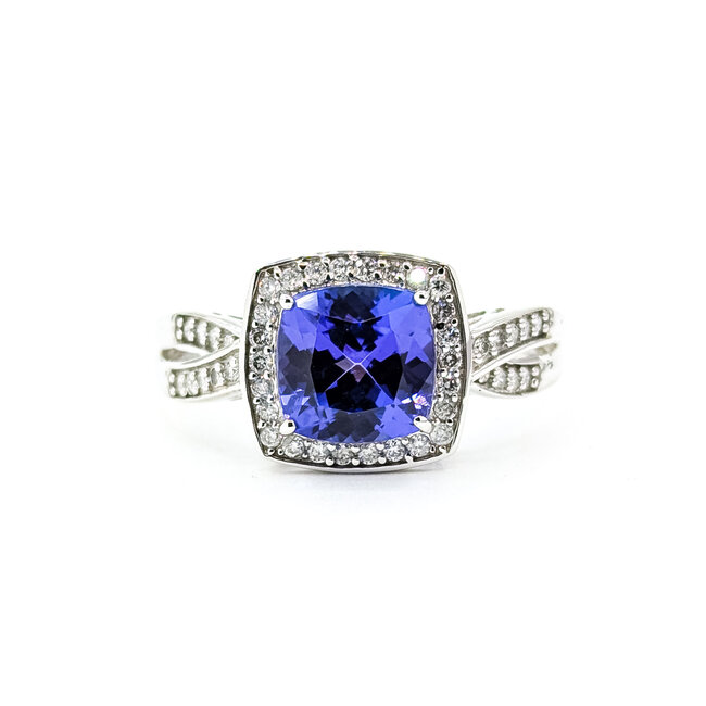 Ring Twisted .13ctw Round Diamonds 2.18ct Tanzanite 14kw 11.35mm Sz10 4.1g 225100018