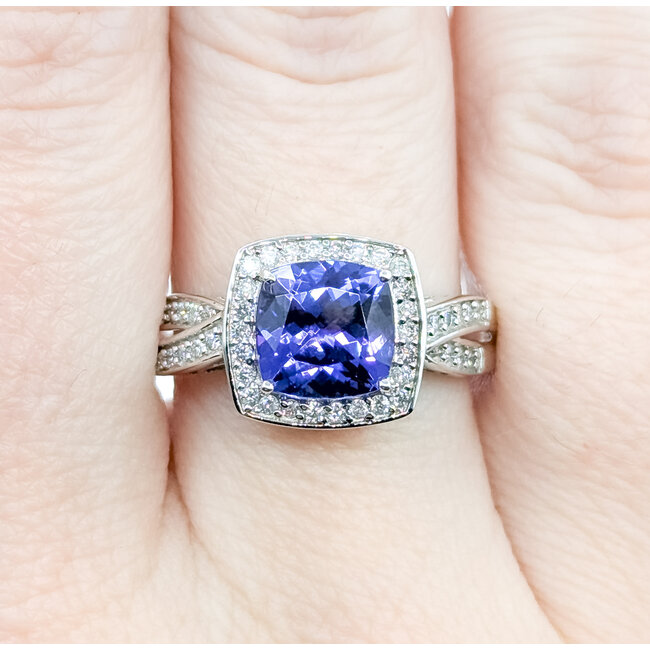 Ring Twisted .13ctw Round Diamonds 2.18ct Tanzanite 14kw 11.35mm Sz10 4.1g 225100018