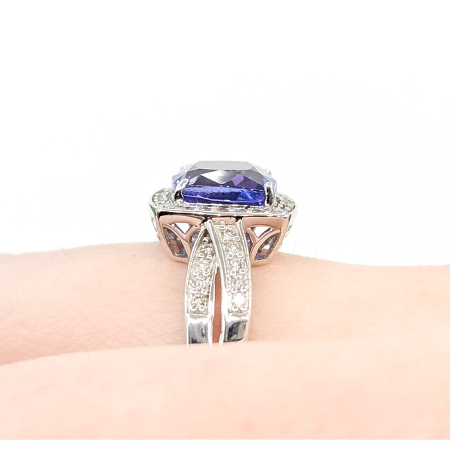 Ring Twisted .13ctw Round Diamonds 2.18ct Tanzanite 14kw 11.35mm Sz10 4.1g 225100018