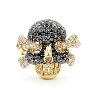 Ring Skull 3.38ctw Round Diamonds 14ky 1x.85" Sz11 13.11g 125100033